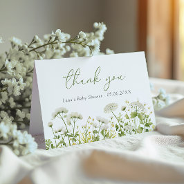 緑のベビーの開花ワイルドフラワー赤ちゃんシャワー折り畳み サンキューカード