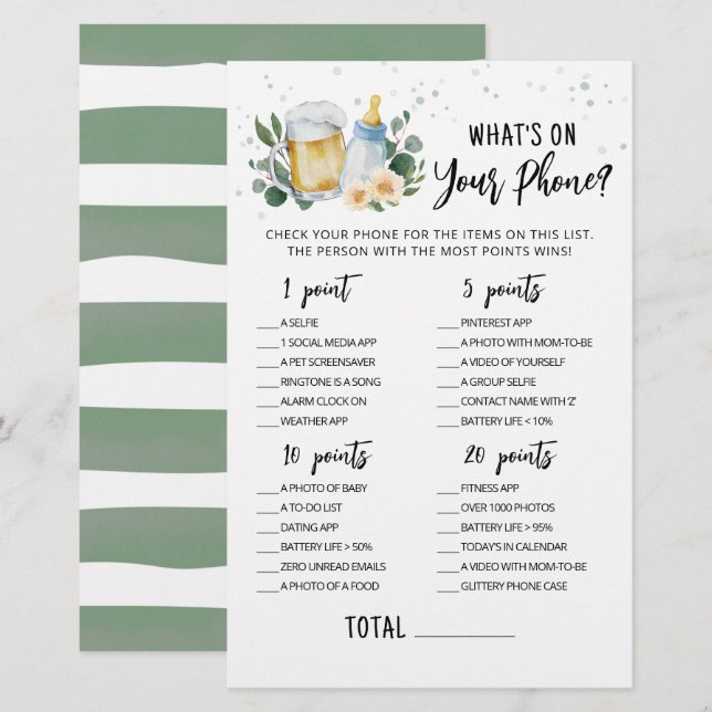 緑のベビーはあなたの電話ゲームに何を醸造している (正面/裏面)