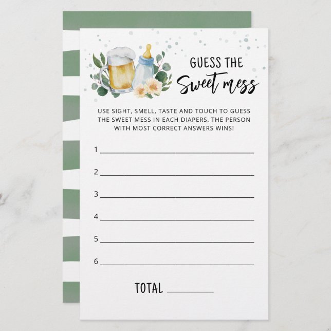 緑のベビーは、甘い混乱のゲームを推測している (正面/裏面)