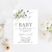 緑のベビーイン開花ベビーシャワー招待状 招待状