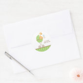 緑のベビーカーのジャングル動物シール ラウンドシール (封筒)