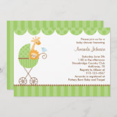 緑のベビーカー招待状 招待状 (正面/裏面)
