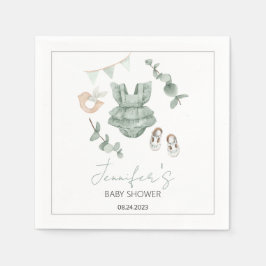 緑のベビーガール服ベビーシャワー紙ナプキン スタンダードカクテルナプキン