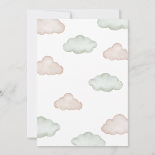 緑のベビークマのバルーンベビーシャワー 招待状 (裏面)