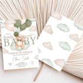 緑のベビークマのバルーンベビーシャワー 招待状