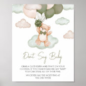 緑のベビークマ気球の赤ちゃんシャワーベビーしない ポスター (正面)