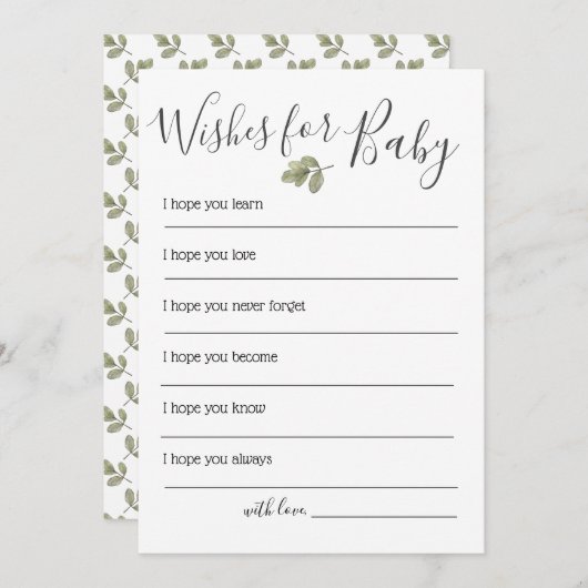 緑のベビーシャワーがベビー 招待状 (正面/裏面)