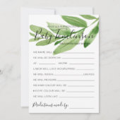 緑のベビーシャワーの予測ゲームカードを推測 招待状 (正面)