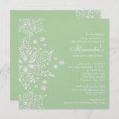 緑のベビーシャワーの招待状の冬の雪片 招待状 (正面/裏面)