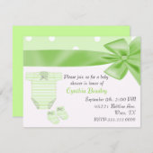 緑のベビーシャワーの招待 招待状 (正面/裏面)