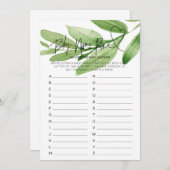 緑のベビーシャワーゲームベビー名レースカード 招待状 (正面/裏面)