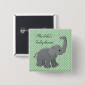 緑のベビーシャワー象 缶バッジ (正面&裏面)