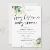 緑のベビーシャワー長距離ベビーシャワー 招待状 (正面)