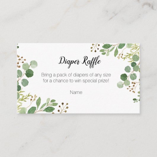 緑のベビーシャワー – おむつラッフルカード エンクロージャーカード (正面)