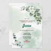 緑のベビーシャワー 招待状 (正面/裏面)