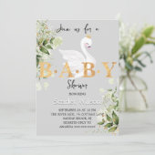 緑のベビースワンプリンセスガールベビーシャワー 招待状 (スタンド正面)