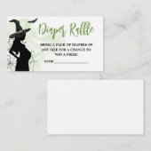 緑のベビーブルーイング魔女ベイビーシャワーウェルカムサイン エンクロージャーカード (正面/裏面)