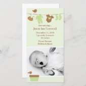 緑のベビーランドリー生誕発表 案内状 (正面/裏面)