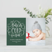 緑のベビー寒いアウトサイドハンドレタリング写真 シーズンカード (スタンド正面)