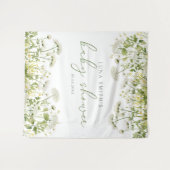 緑のベビー開花フローラベビーシャワー背景 タペストリー (正面(横))