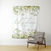 緑のベビー開花フローラベビーシャワー背景 タペストリー (インサイチュ)