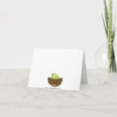 緑のベビー鳥の巣サンキューノートカード サンキューカード (裏面)