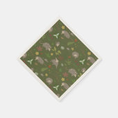緑のベリーフィールドのポッサム スタンダードカクテルナプキン (角)