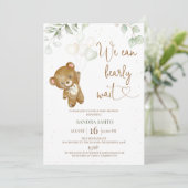 緑のベージュ我々は赤ちゃんのシャワーを心待ちできる 招待状 (スタンド正面)