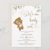 緑のベージュ我々は赤ちゃんのシャワーを心待ちできる 招待状 (正面/裏面)