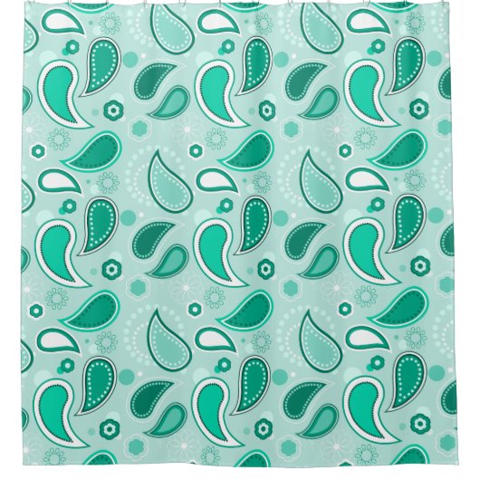 緑のペイズリーシャワーカーテン シャワーカーテン (正面)