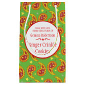 緑のペイズリーパターンクッキーの交換のベーキングのギフトバッグ スモールペーパーバッグ (正面)