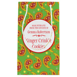 緑のペイズリーパターンクッキーの交換のベーキングのギフトバッグ スモールペーパーバッグ