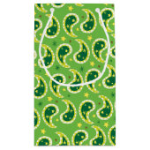 緑のペイズリーパターンクリスマスのギフトバッグ スモールペーパーバッグ (裏面)