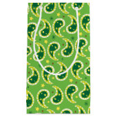 緑のペイズリーパターンクリスマスのギフトバッグ スモールペーパーバッグ (正面)