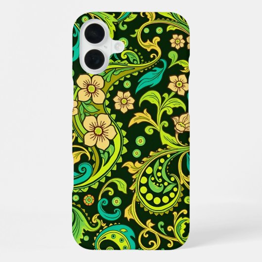 緑のペイズリーパターン iPhoneケース (裏面)