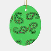 緑のペイズリー模様 セラミックオーナメント (右)