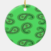 緑のペイズリー模様 セラミックオーナメント (裏面)
