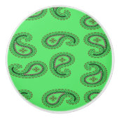 緑のペイズリー模様 セラミックノブ (正面)