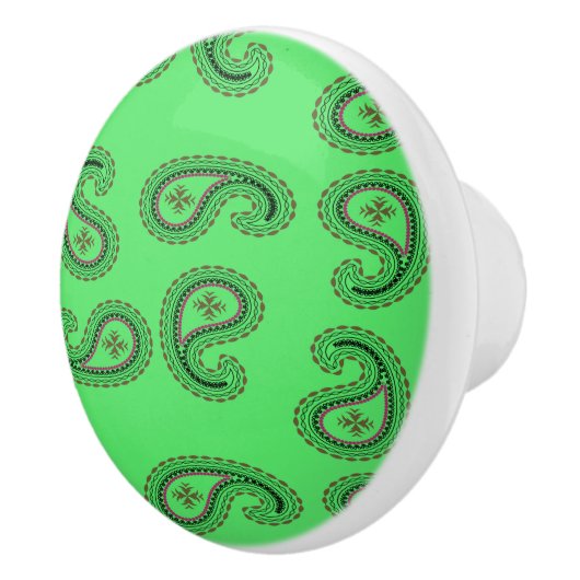 緑のペイズリー模様 セラミックノブ (右)