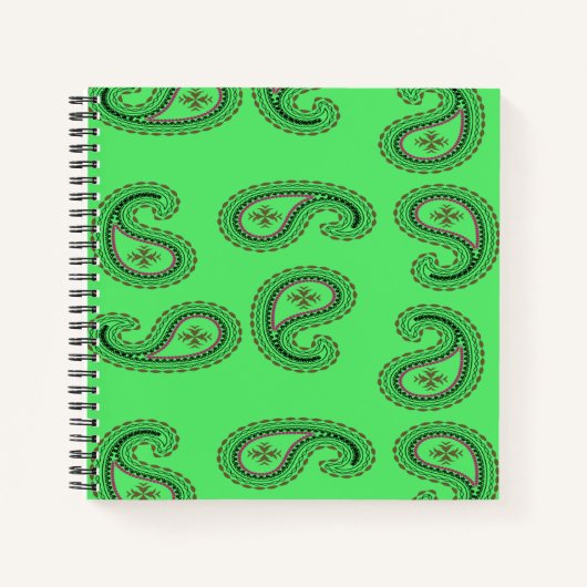緑のペイズリー模様 ノートブック (正面)