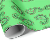 緑のペイズリー模様 ラッピングペーパー (ロールコーナー)