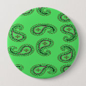 緑のペイズリー模様 缶バッジ (正面)