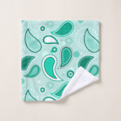 緑のペイズリー バスタオルセット (ウォッシュタオル)