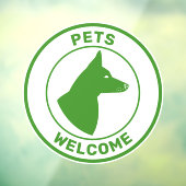 緑のペットが歓迎し、耳を突き上げた犬 ウィンドウサイン (シート3)