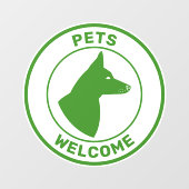 緑のペットが歓迎し、耳を突き上げた犬 ウィンドウサイン (シート)