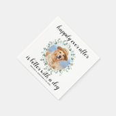 緑のペットの写真犬の後で幸せ結婚に スタンダードカクテルナプキン (角)