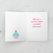 緑のペパーミントのカップケーキの芸術のメリークリスマス シーズンカード (内部)