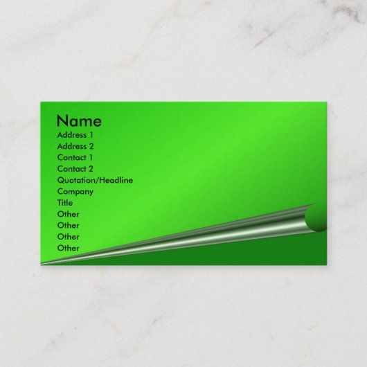 緑のページカールプロファイルカード 名刺 (正面)