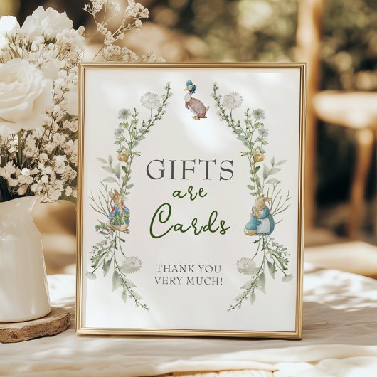 緑のペーターラビットワイルドフラワーの贈り物とカード ポスター