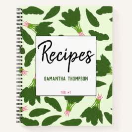 緑のホウレン葉チのパターンレシピクックブック ノートブック